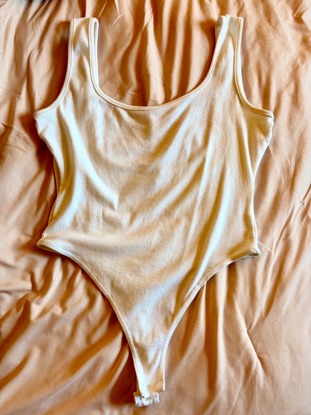 Women's Cream Ribbed Tank Bodysuit